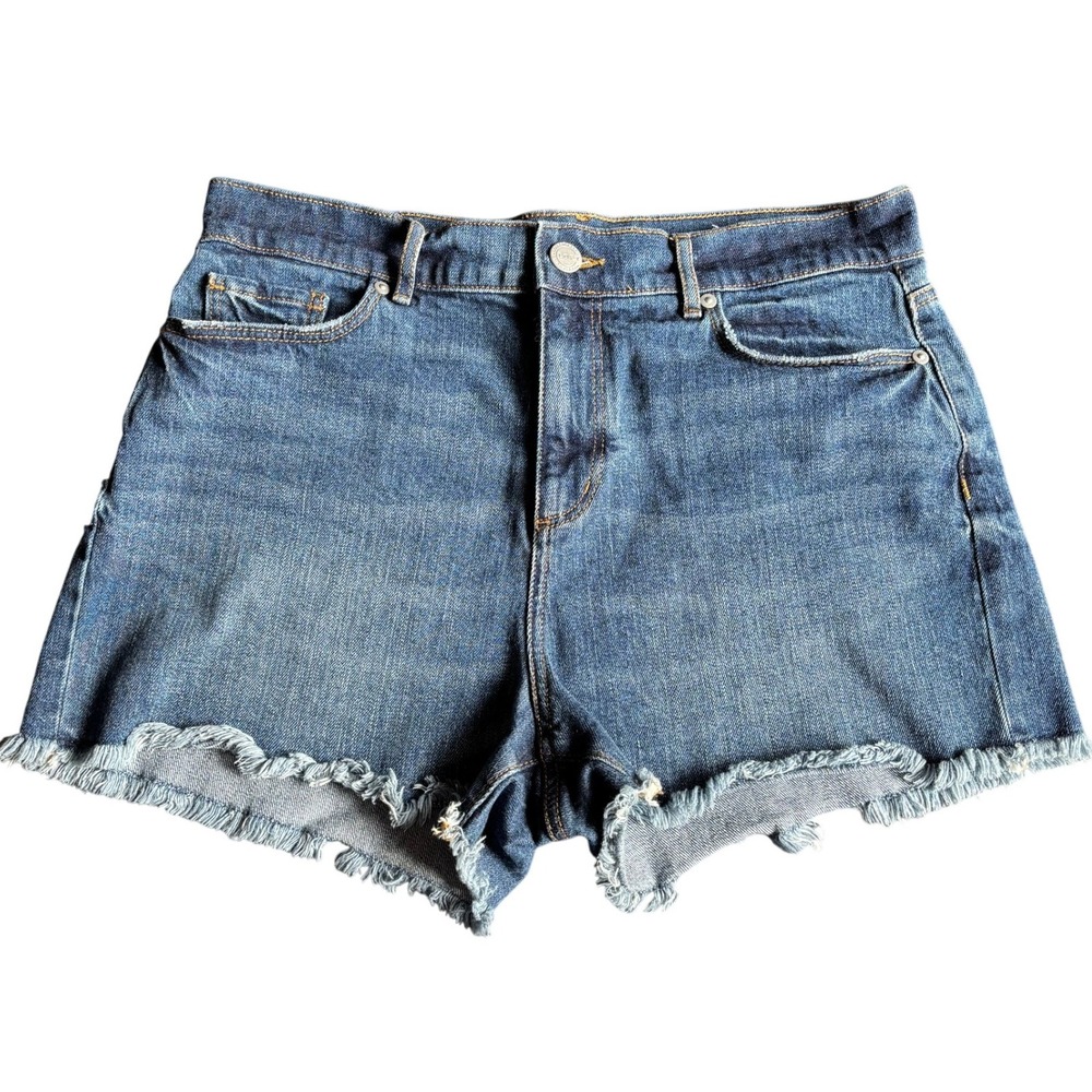 LOFT Womens Denim Shorts Blue High Rise Raw Hem Size 8/29